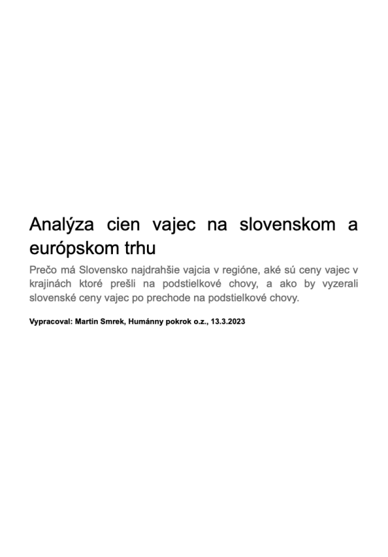 Obalka - Analýza cien vajec na slovenskom a európskom trhu